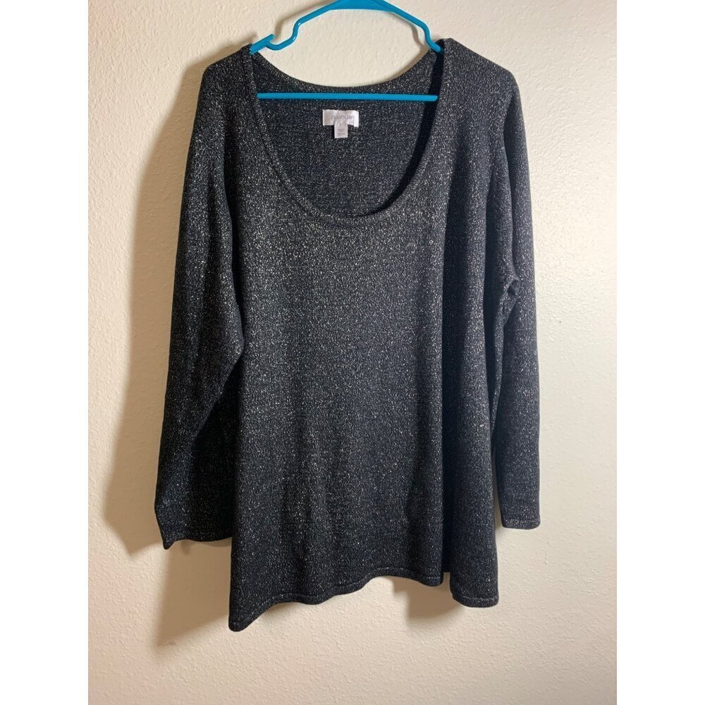Avenue Sparkly Knit Sweater Womens Size 22/24 Black VGUC N2